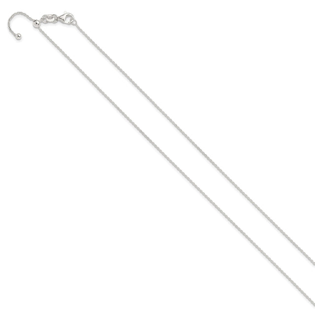 925 White Gold 1.2 mm Polished Chain Necklace