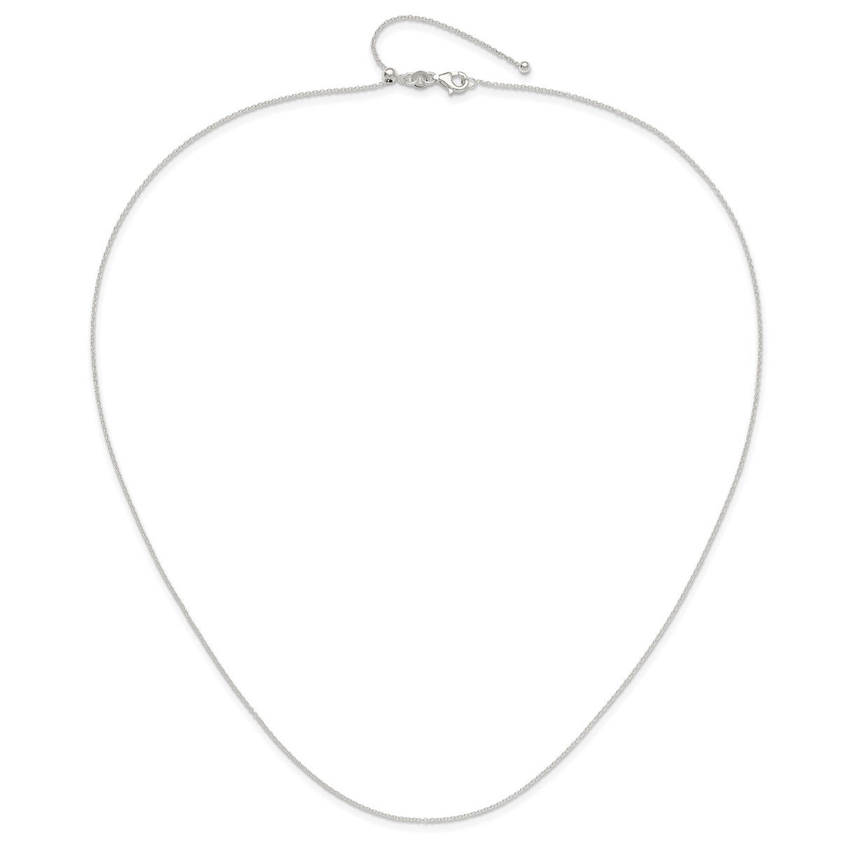 925 White Gold 1.2 mm Polished Chain Necklace alternate angle