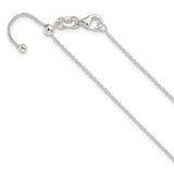 925 White Gold 1.2 mm Polished Chain Necklace detail view