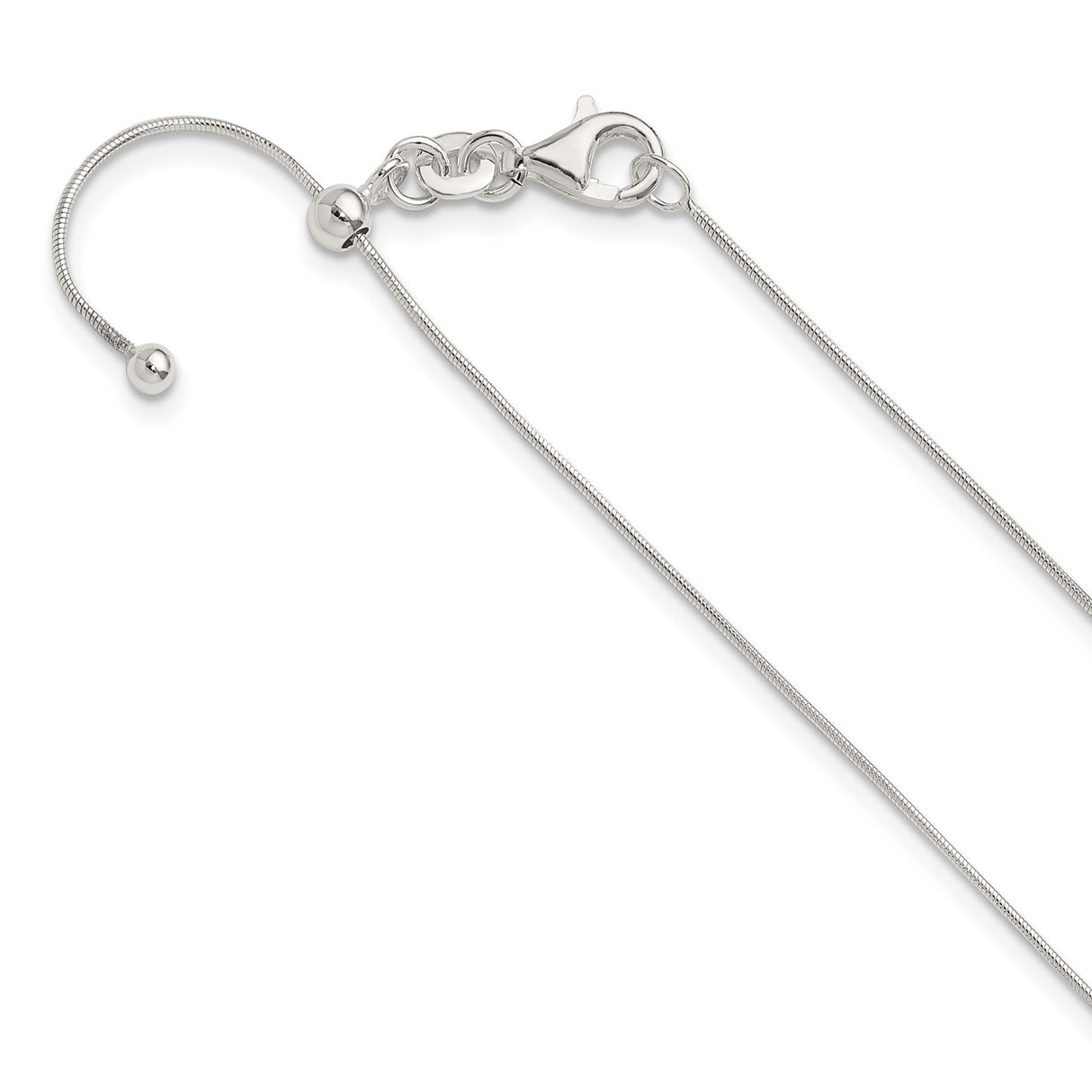 925 White Gold .95 mm Polished Chain Necklace detail view
