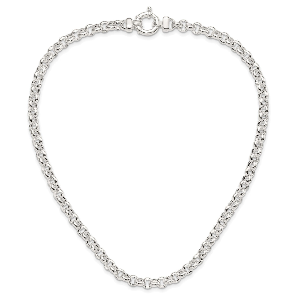 925 White Gold 6.75 mm Polished Chain Necklace, Solid