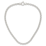 925 White Gold 6.75 mm Polished Chain Necklace, Solid