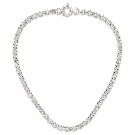 925 White Gold 6.75 mm Polished Chain Necklace, Solid