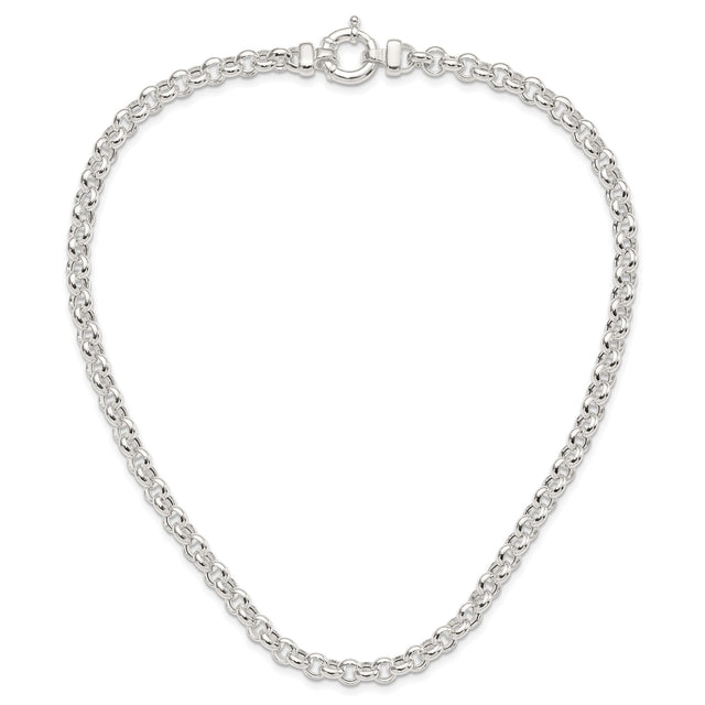 925 White Gold 6.75 mm Polished Chain Necklace, Solid