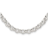 925 White Gold 6.75 mm Polished Chain Necklace, Solid alternate angle