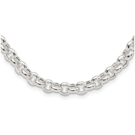 925 White Gold 6.75 mm Polished Chain Necklace, Solid alternate angle