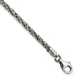 925 White Gold 3.55 mm Rope Chain Bracelet shown for scale
