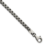 925 White Gold 4.11 mm Box Chain Bracelet shown for scale