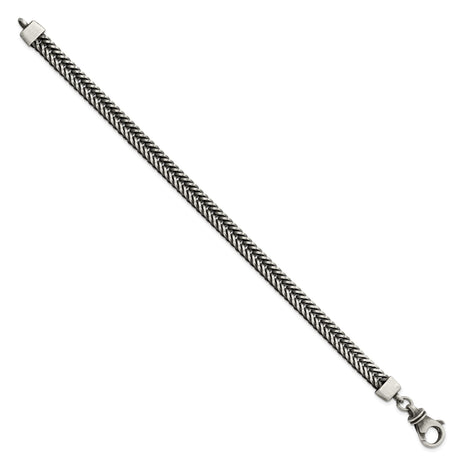 925 White Gold 6.55 mm Spiga (wheat) Chain Bracelet