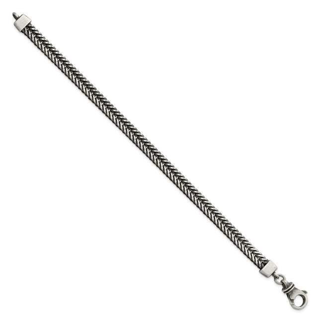 925 White Gold 6.55 mm Spiga (wheat) Chain Bracelet