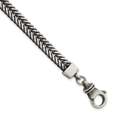 925 White Gold 6.55 mm Spiga (wheat) Chain Bracelet alternate angle