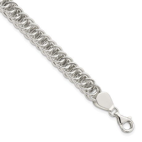925 White Gold 8.4 mm Byzantine Chain Bracelet