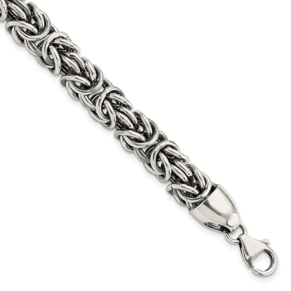925 White Gold 8.4 mm Byzantine Chain Bracelet alternate angle