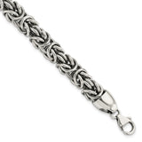925 White Gold 8.4 mm Byzantine Chain Bracelet alternate angle