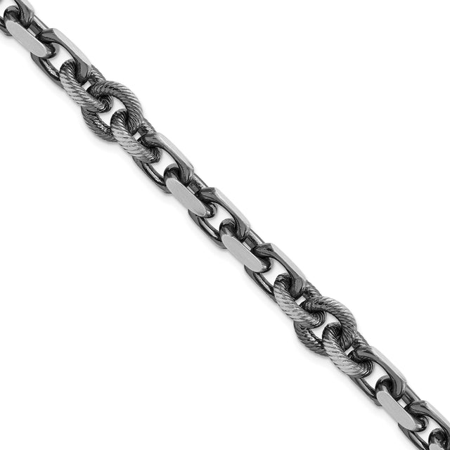925 White Gold 9.62 mm Open link Chain Bracelet