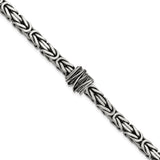 925 White Gold 10.1 mm Byzantine Chain Bracelet