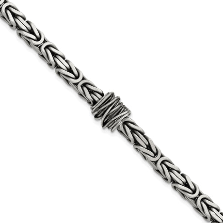 925 White Gold 10.1 mm Byzantine Chain Bracelet