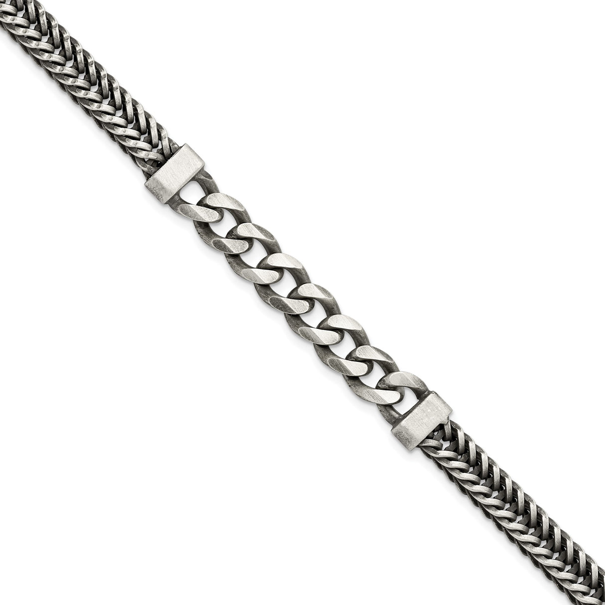925 White Gold 8.9 mm Curb Chain Bracelet