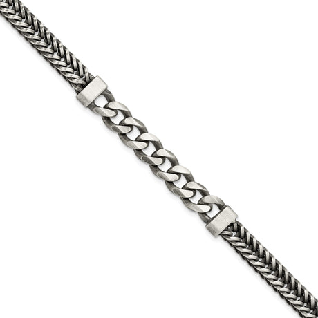 925 White Gold 8.9 mm Curb Chain Bracelet