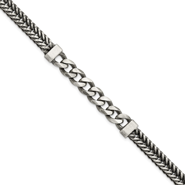 925 White Gold 8.9 mm Curb Chain Bracelet