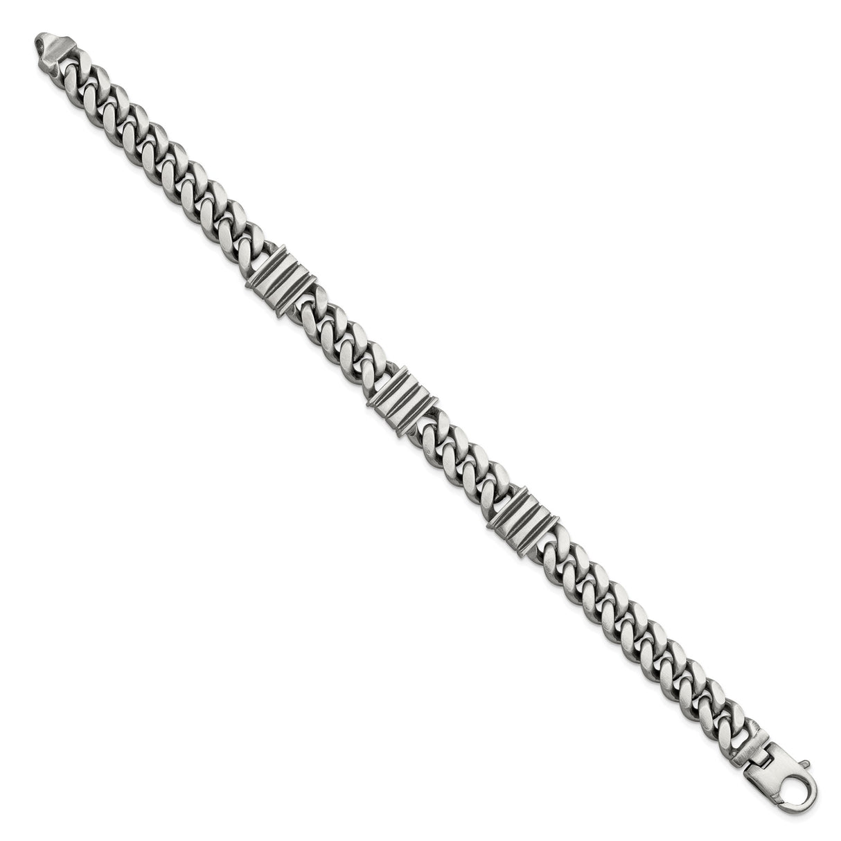 925 White Gold 11.2 mm Curb Chain Bracelet