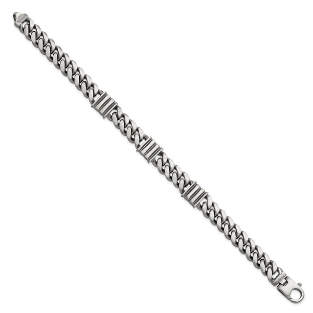 925 White Gold 11.2 mm Curb Chain Bracelet
