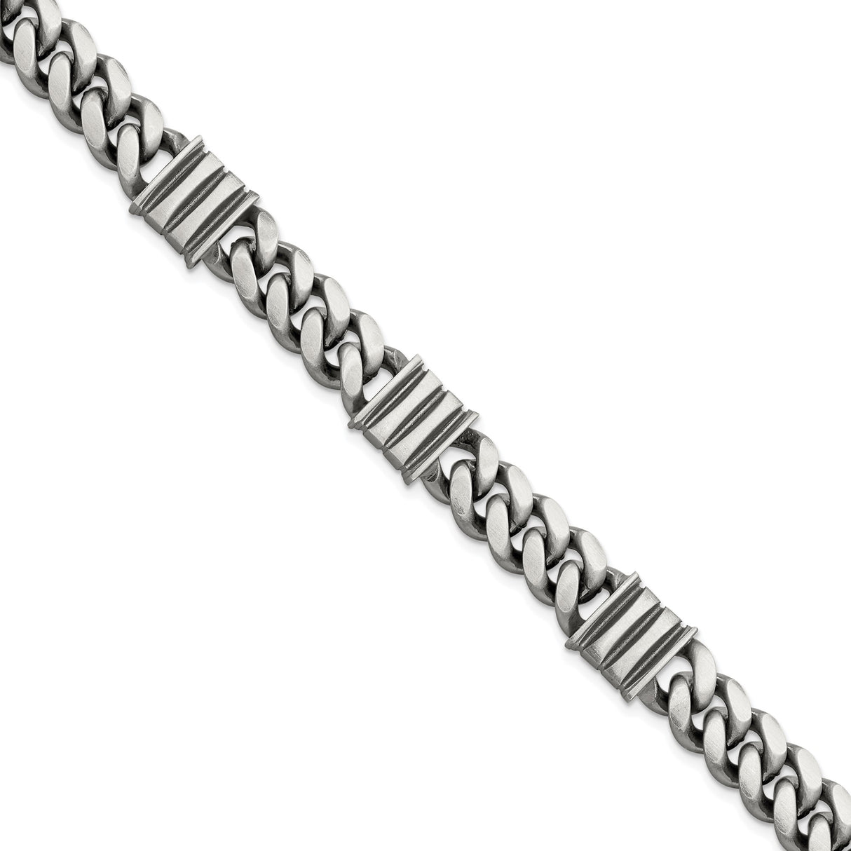 925 White Gold 11.2 mm Curb Chain Bracelet alternate angle