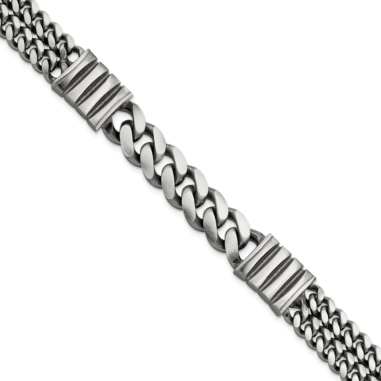 925 White Gold 13.25 mm Curb Chain Bracelet detail view