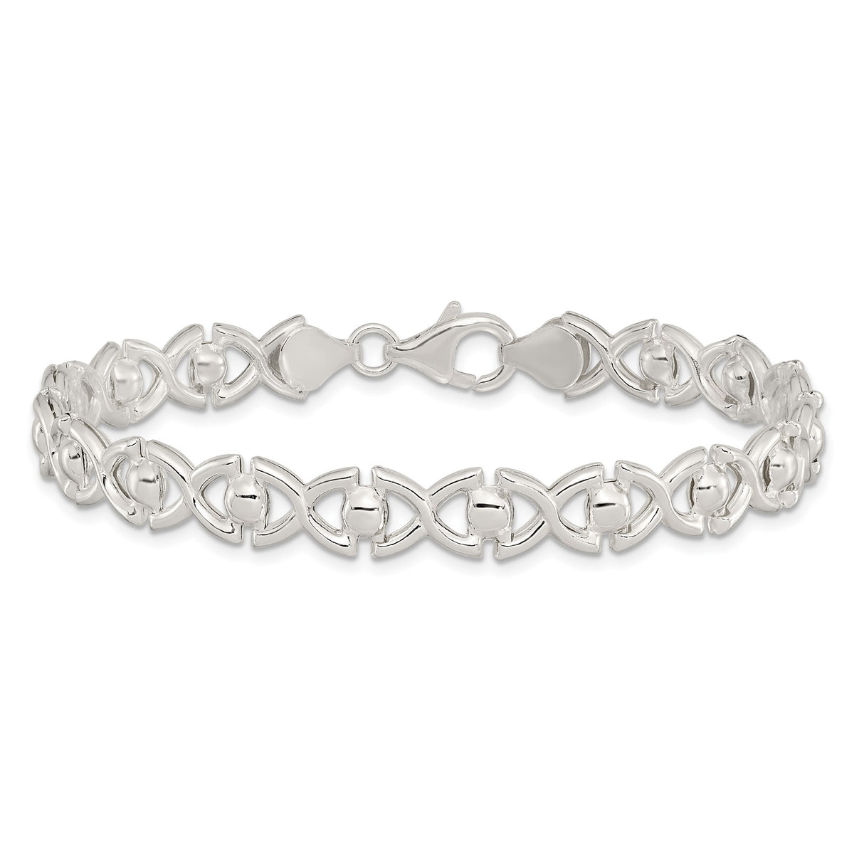 925 White Gold 7.6 mm Polished Chain Bracelet