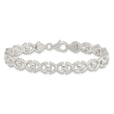 925 White Gold 7.6 mm Polished Chain Bracelet