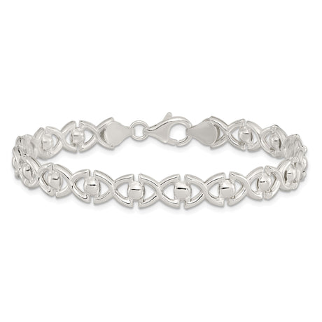 925 White Gold 7.6 mm Polished Chain Bracelet