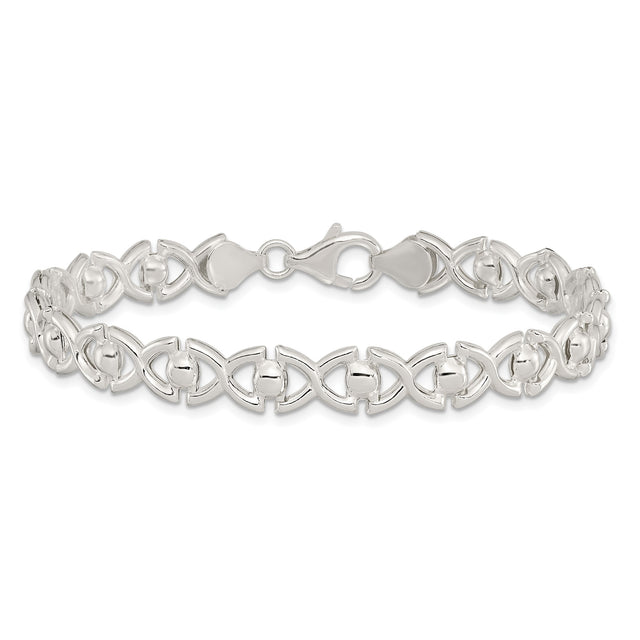 925 White Gold 7.6 mm Polished Chain Bracelet