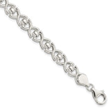 925 White Gold 7.6 mm Polished Chain Bracelet alternate angle