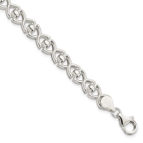 925 White Gold 7.6 mm Polished Chain Bracelet alternate angle