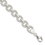 925 White Gold 9.75 mm Polished Chain Bracelet