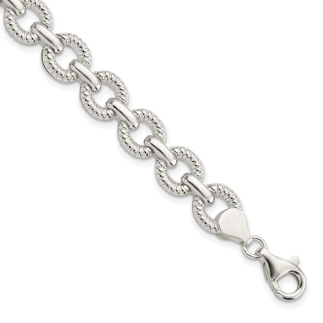 925 White Gold 9.75 mm Polished Chain Bracelet