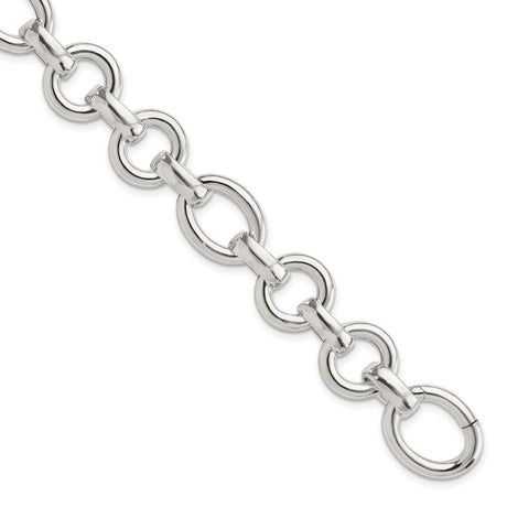 925 White Gold 13.3 mm Polished Chain Bracelet shown for scale