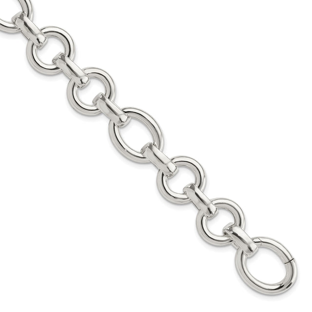 925 White Gold 13.3 mm Polished Chain Bracelet shown for scale