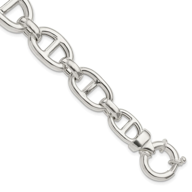 925 White Gold 16.44 mm Polished Chain Bracelet