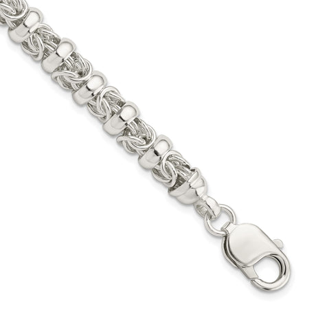 925 White Gold 7.3 mm Polished Chain Bracelet, Solid