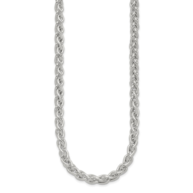 925 White Gold 5.65 mm Polished Chain Necklace