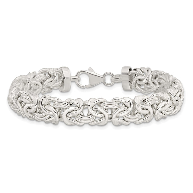 925 White Gold 9.43 mm Polished Chain Bracelet