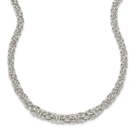 925 White Gold 6.4 mm Polished Chain Necklace