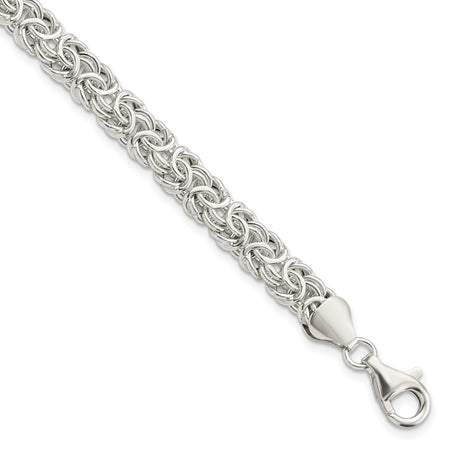 925 White Gold 6.4 mm Polished Chain Bracelet