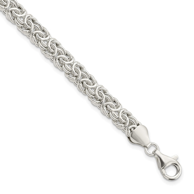925 White Gold 6.4 mm Polished Chain Bracelet