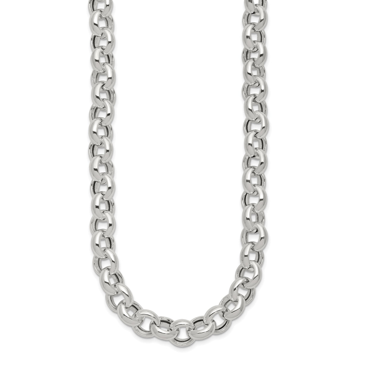 925 White Gold 10.02 mm Polished Chain Necklace