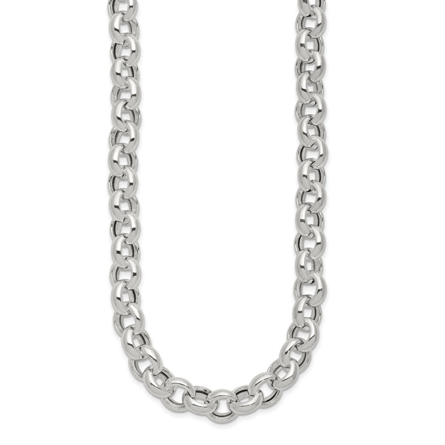 925 White Gold 10.02 mm Polished Chain Necklace