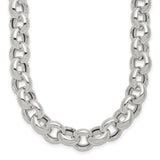 925 White Gold 10.02 mm Polished Chain Necklace detail view