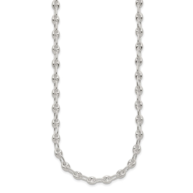 925 White Gold 5.13 mm Polished Chain Necklace