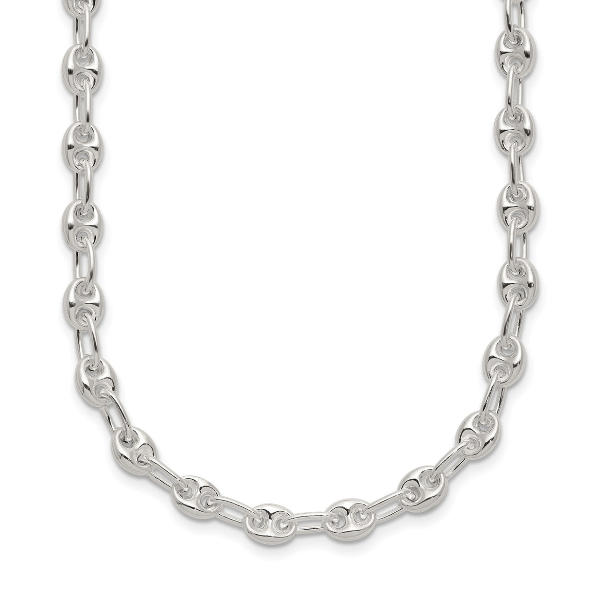 925 White Gold 5.13 mm Polished Chain Necklace detail view